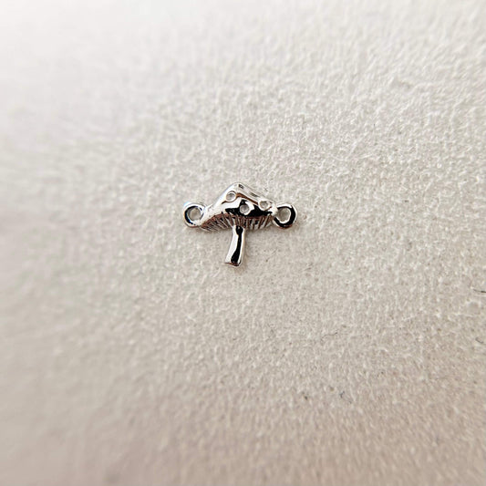 9ct solid white gold mushroom connector charm, symbolic and seamless in fit.